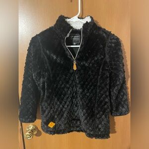 Simply Southern Girls Youth Medium Black Faux Fur Pullover